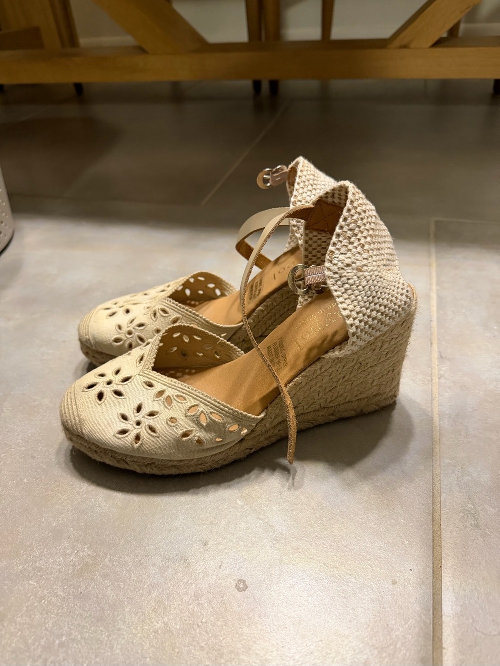 Woven Espadrille Wedge Heels in Cream - Picture 2 of 2